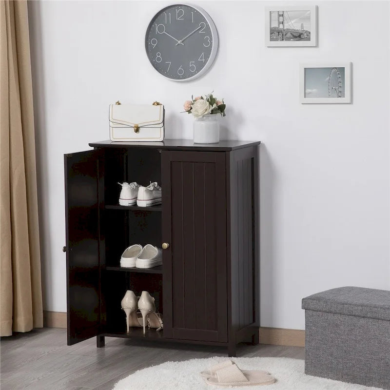 Meuble de Rangement au Sol avec 2 Portes et 2 Étagères Réglables, Minimaliste