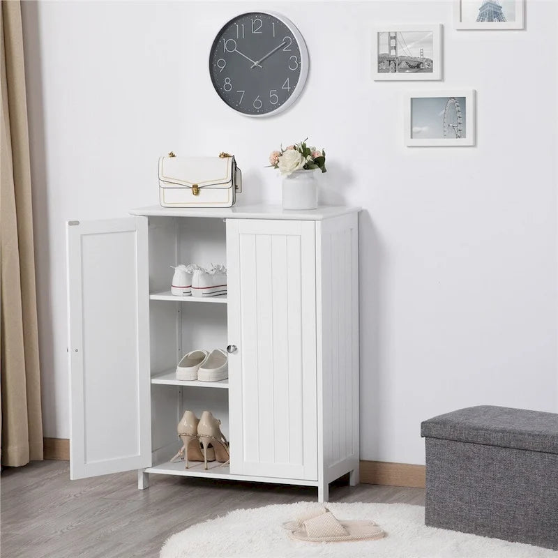Meuble de Rangement au Sol avec 2 Portes et 2 Étagères Réglables, Minimaliste