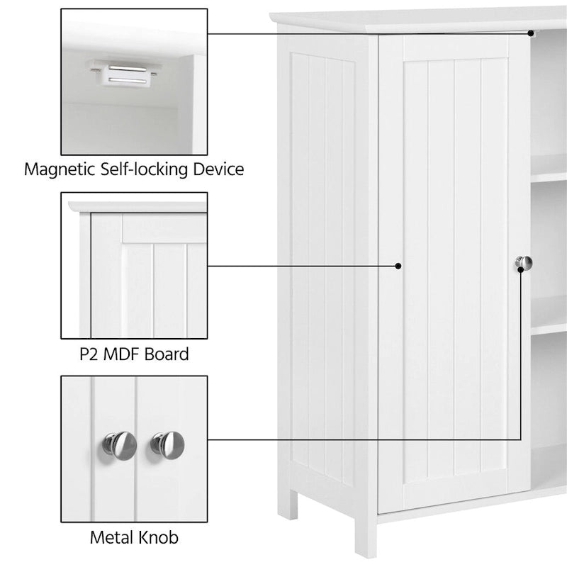 Meuble de Rangement au Sol avec 2 Portes et 2 Étagères Réglables, Minimaliste