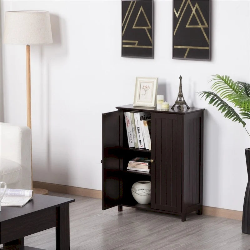 Meuble de Rangement au Sol avec 2 Portes et 2 Étagères Réglables, Minimaliste