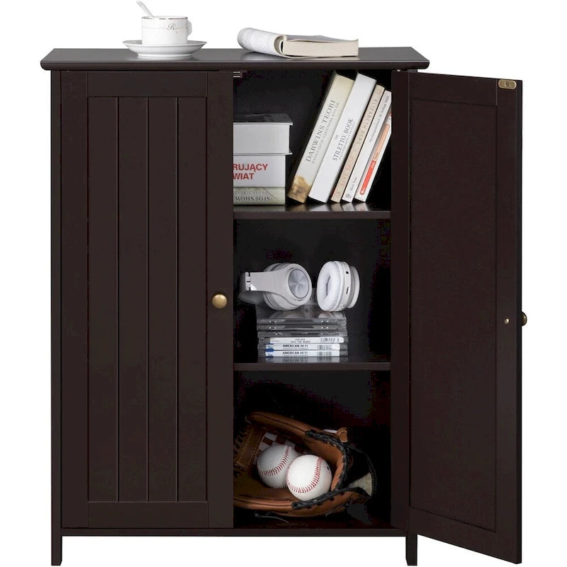 Meuble de Rangement au Sol avec 2 Portes et 2 Étagères Réglables, Minimaliste
