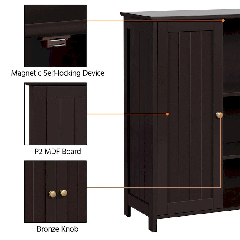 Meuble de Rangement au Sol avec 2 Portes et 2 Étagères Réglables, Minimaliste