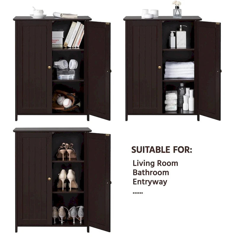 Meuble de Rangement au Sol avec 2 Portes et 2 Étagères Réglables, Minimaliste