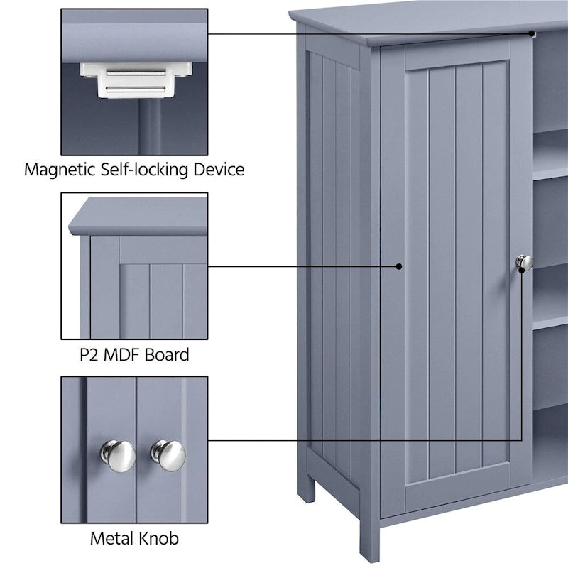 Meuble de Rangement au Sol avec 2 Portes et 2 Étagères Réglables, Minimaliste