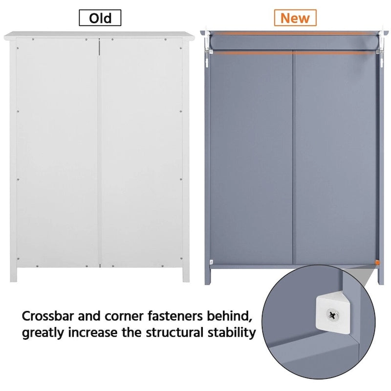 Meuble de Rangement au Sol avec 2 Portes et 2 Étagères Réglables, Minimaliste