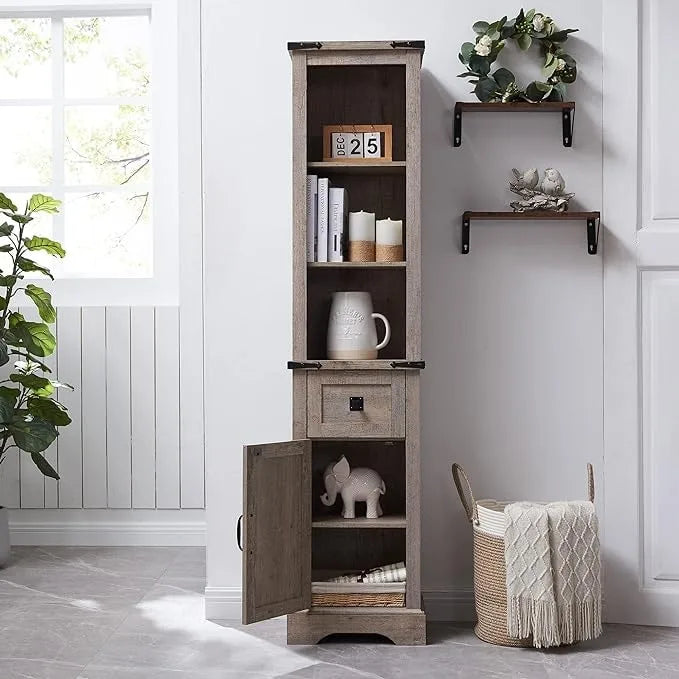 Meuble de rangement pour salle de bain de style fermette, Meuble de rangement, Tour de rangement haute