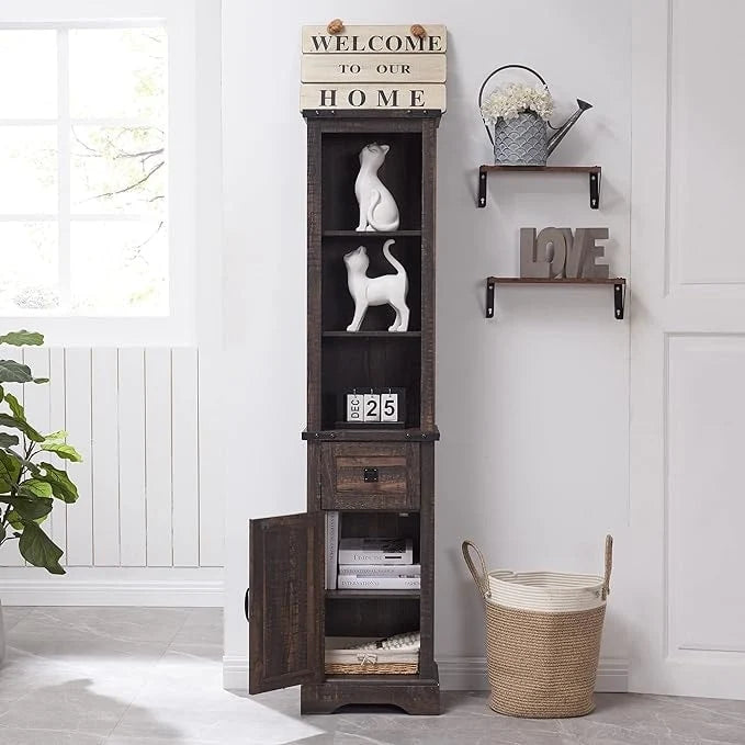 Meuble de rangement pour salle de bain de style fermette, Meuble de rangement, Tour de rangement haute