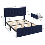 Cadre de lit Queen Size avec 4 tiroirs de rangement et tête de lit